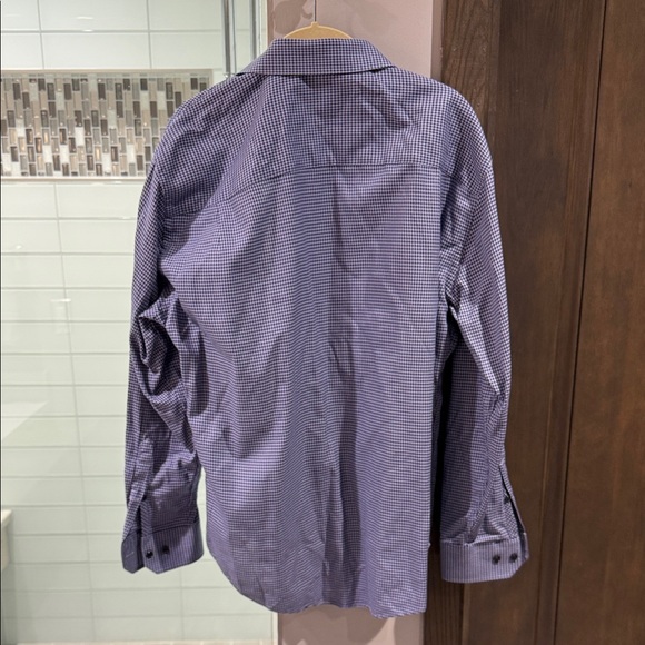 Nordstrom Men's Navy Checkered Button Down Shirt - Picture 7 of 7